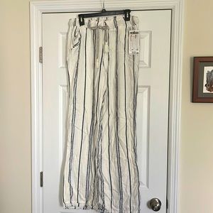 Rewash brand wide leg beach pant cream and blue stripe Large